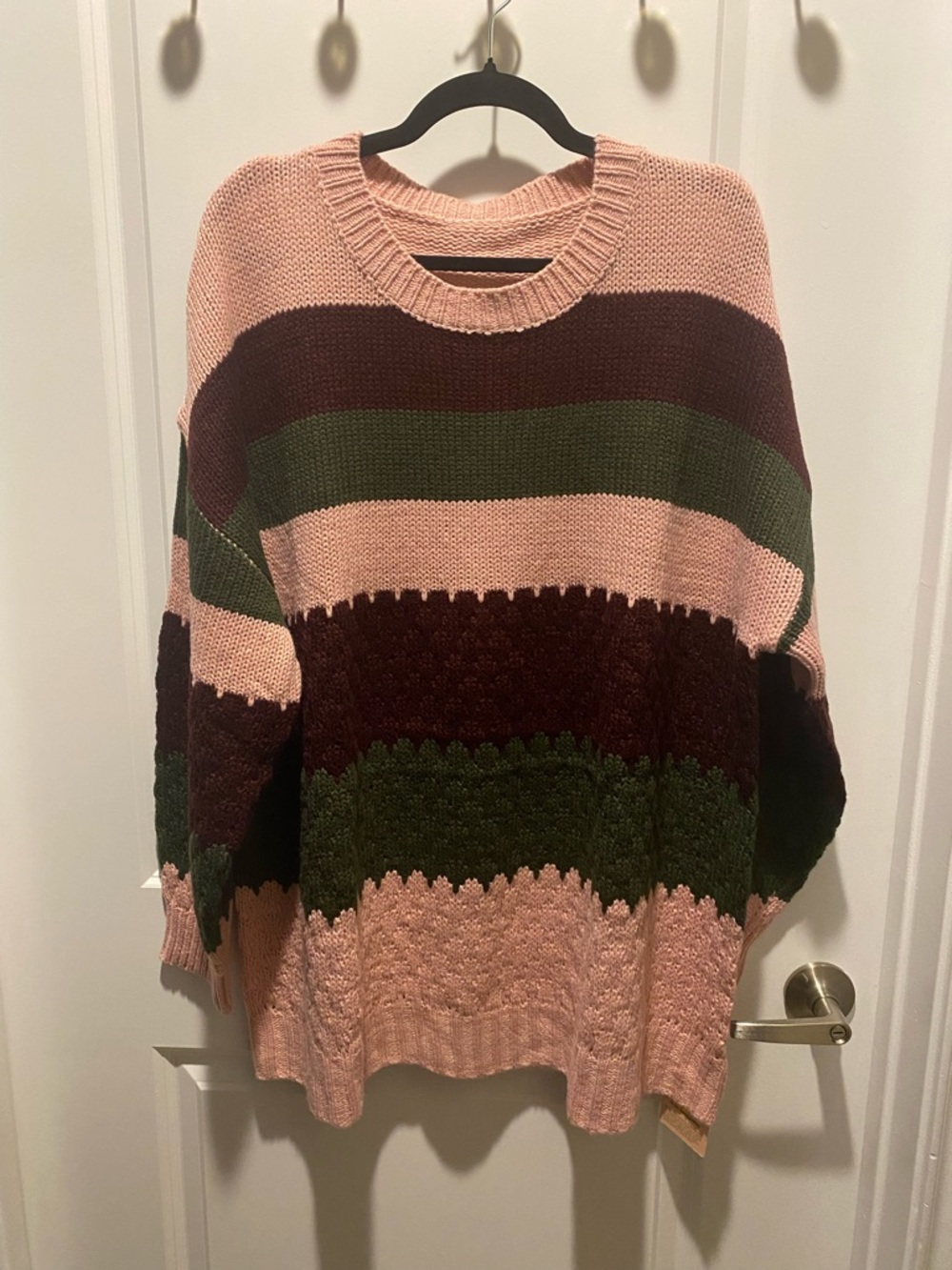 BloomChic Women Plus Striped Pink, Olive & Burgundy Women's Knit Sweater - NWT,